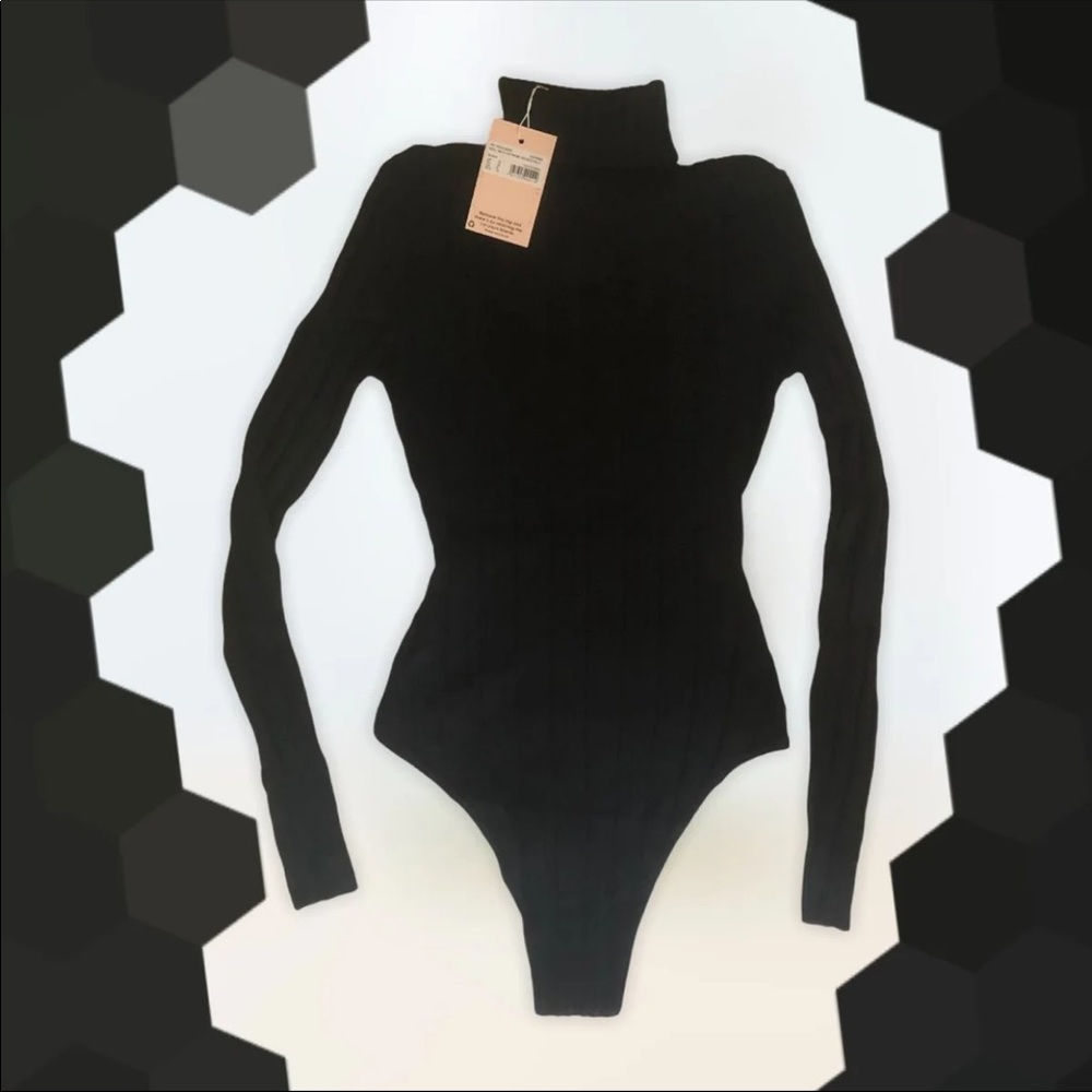 nwt ASOS Black ribbed knit sweater bodysuit - Picture 8 of 12
